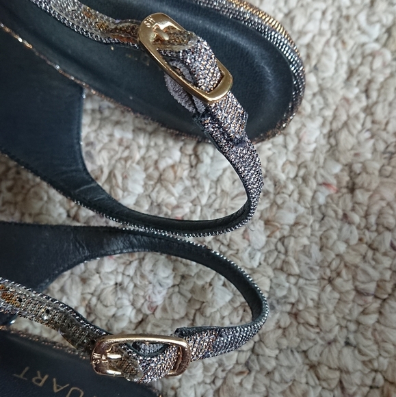Stuart Weitzman Metallic Glitter Accents Slingback Sandals size 7M - Picture 14 of 14